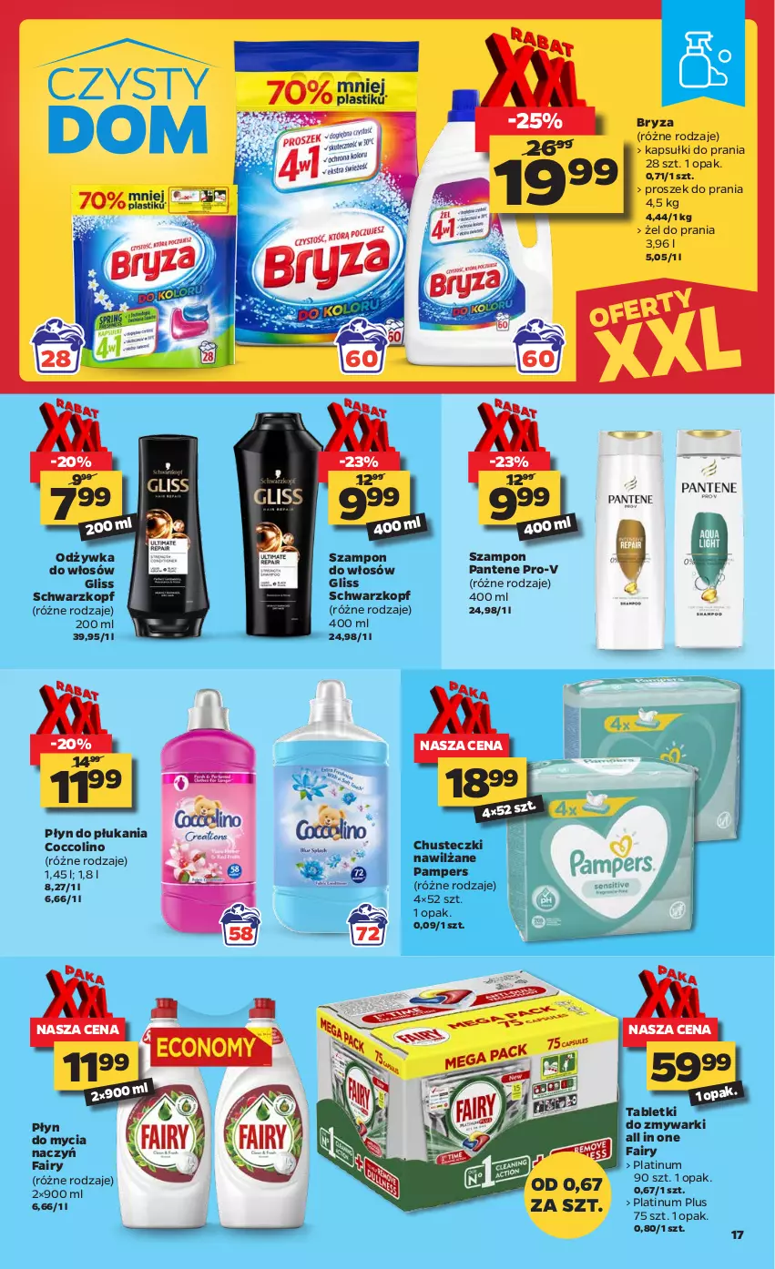 Gazetka promocyjna Netto - Oferta tygodnia - ważna 11.01 do 16.01.2021 - strona 17 - produkty: Bryza, Chusteczki, Coccolino, Do mycia naczyń, Fa, Fairy, Kapsułki do prania, Odżywka, Pampers, Pantene, Płyn do mycia, Płyn do mycia naczyń, Płyn do płukania, Proszek do prania, Schwarzkopf, Szampon, Tablet, Tabletki do zmywarki, Zmywarki