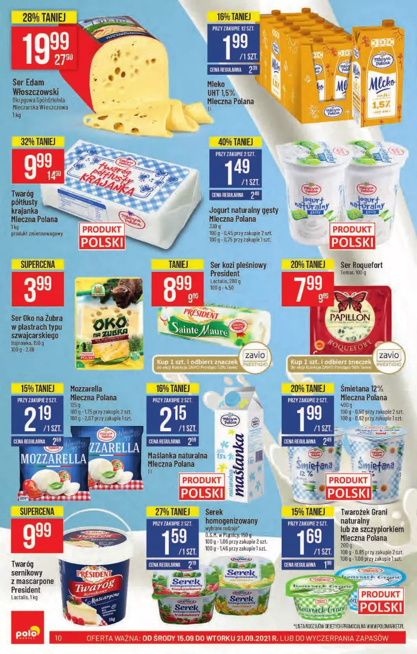 Gazetka promocyjna PoloMarket - Gazetka pomocyjna - ważna 15.09 do 21.09.2021 - strona 10 - produkty: Cars, Gra, Jogurt, Jogurt naturalny, LANA, Mascarpone, Maślanka, Miecz, Mleko, Mozzarella, Roquefort, Ser, Ser kozi, Serek, Serek homogenizowany, Twaróg, Włoszczowski