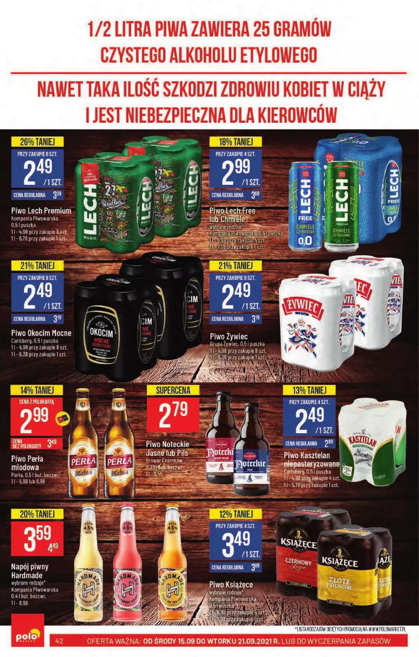 Gazetka promocyjna PoloMarket - Gazetka pomocyjna - ważna 15.09 do 21.09.2021 - strona 42 - produkty: Carlsberg, Fa, Gra, Koc, Książęce, Lech Premium, Leon, Napój, Okocim, Piec, Piwa, Piwo, Por