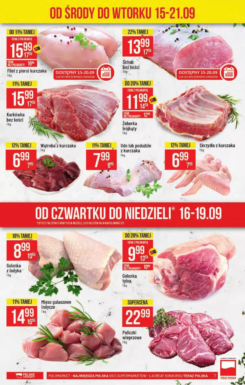 Gazetka promocyjna PoloMarket - Gazetka pomocyjna - ważna 15.09 do 21.09.2021 - strona 7 - produkty: AEG, Fa, Figi, Golonka z indyka, Kurczak, Laur, Mięso, Tera