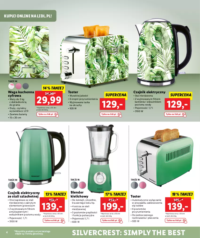 Gazetka promocyjna Lidl - KATALOG SILVERCREST - ważna 01.08 do 31.08.2023 - strona 4 - produkty: Blender, Czajnik, Czajnik elektryczny, Gra, Piec, Rama, Rum, Silvercrest, Smoothie, Sok, Top, Toster, Waga