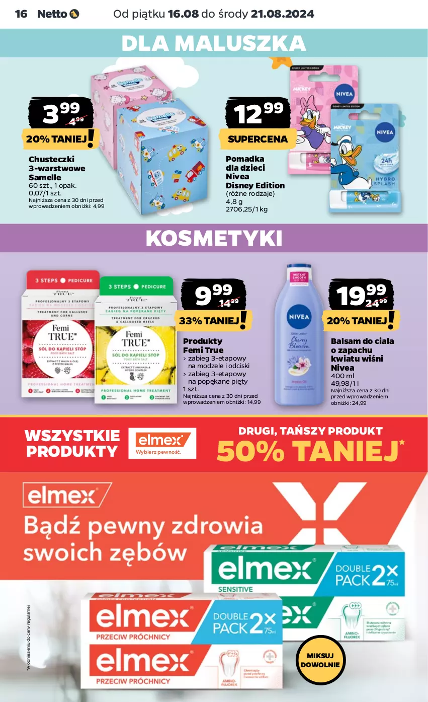 Gazetka promocyjna Netto - Artykuły spożywcze - ważna 16.08 do 21.08.2024 - strona 16 - produkty: Balsam do ciała, Chusteczki, Disney, Dzieci, Nivea