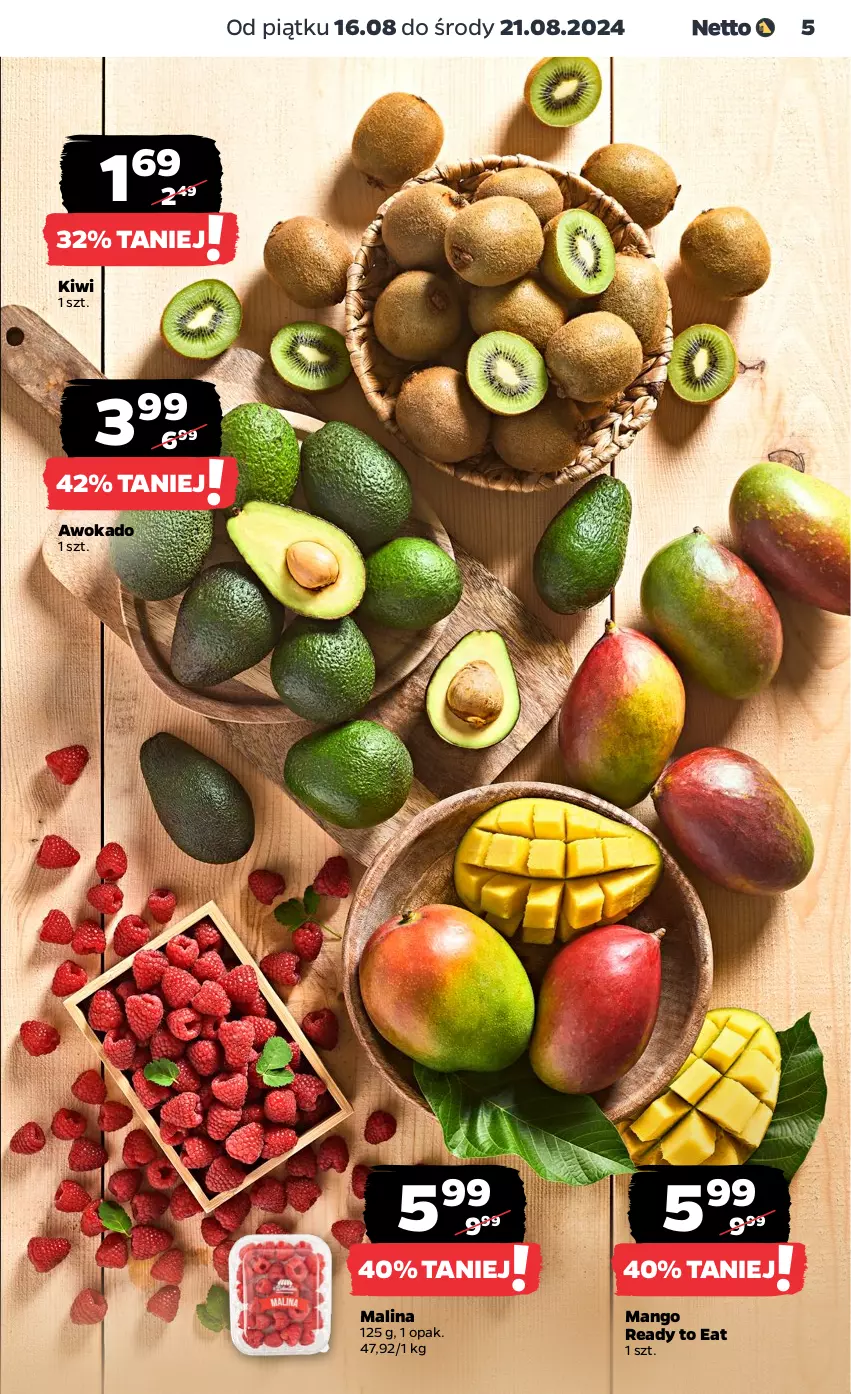 Gazetka promocyjna Netto - Artykuły spożywcze - ważna 16.08 do 21.08.2024 - strona 5 - produkty: Kiwi, Mango