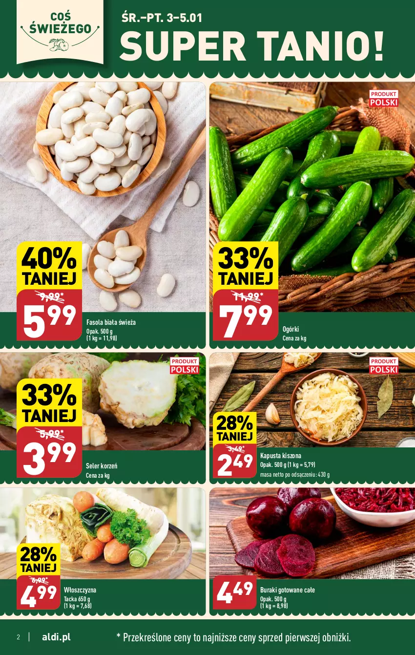 Gazetka promocyjna Aldi - Pełna oferta - ważna 02.01 do 05.01.2023 - strona 2 - produkty: Buraki, Fa, Fasola, Seler korzeń