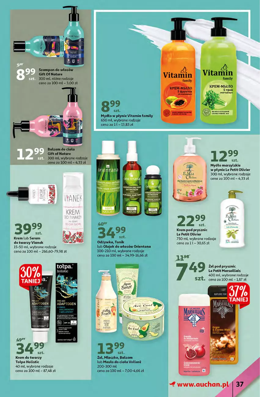 Gazetka promocyjna Auchan - przeNISKIE CENY prze smacznego Dnia Kobiet Hipermarkety - ważna 03.03 do 09.03.2022 - strona 37 - produkty: Balsam do ciała, Buty, Fa, Gift of Nature, Koc, Krem do twarzy, Mars, Masło, Masło do ciała, Mleczko, Mydło, Mydło w płynie, Odżywka, Olej, Por, Rum, Ser, Serum, Tołpa, Tonik