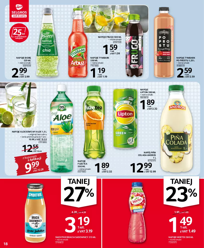 Gazetka promocyjna Selgros - Oferta spożywcza - ważna 28.07 do 10.08.2022 - strona 18 - produkty: Gin, Hortex, Lipton, Napój, Napoje, Piña Colada, Smoothie, Tymbark