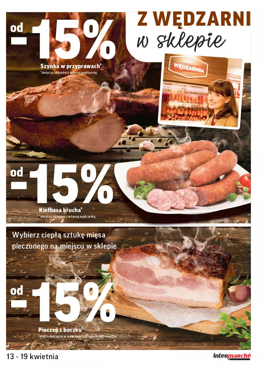 Gazetka promocyjna Intermarche - Gazetka tygodnia - ważna 13.04 do 19.04.2021 - strona 9 - produkty: Kiełbasa, Kiełbasa krucha, Piec, Szynka