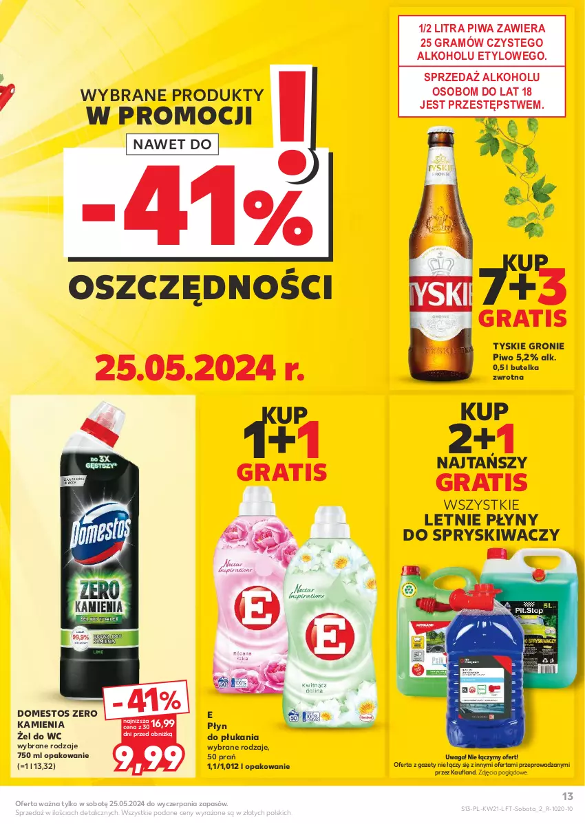 Gazetka promocyjna Kaufland - Gazetka tygodnia - ważna 23.05 do 28.05.2024 - strona 13 - produkty: Domestos, Gra, Piwa, Piwo, Płyn do płukania, Tyskie, Waga