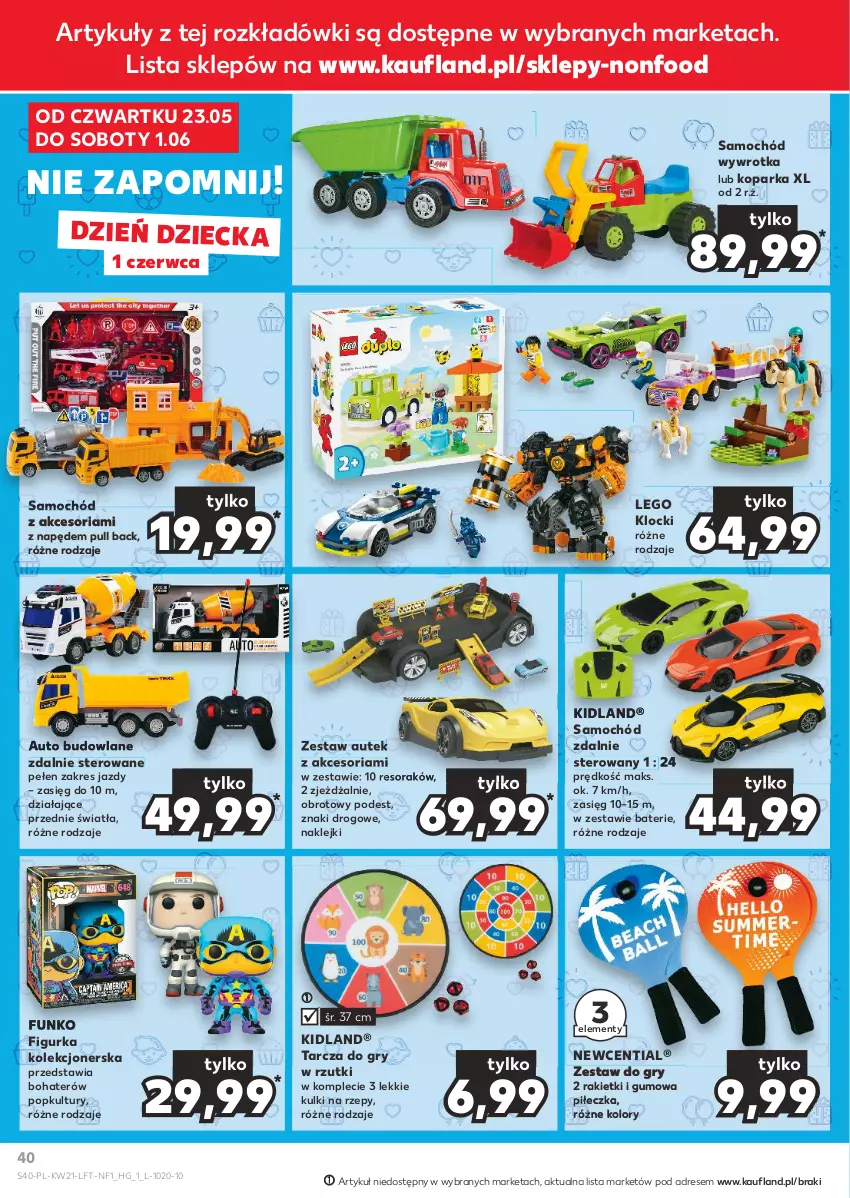 Gazetka promocyjna Kaufland - Gazetka tygodnia - ważna 23.05 do 28.05.2024 - strona 40 - produkty: Dres, Gry, Klej, Klocki, LEGO, Parka, Samochód, Wywrotka