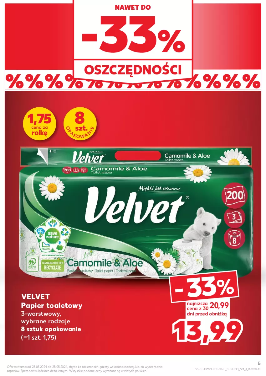 Gazetka promocyjna Kaufland - Gazetka tygodnia - ważna 23.05 do 28.05.2024 - strona 5 - produkty: Chrupki, Papier, Papier toaletowy, Velvet