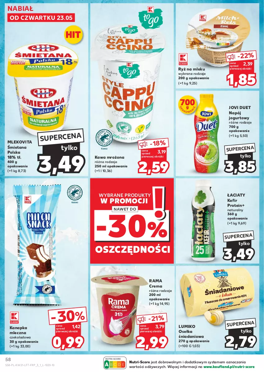 Gazetka promocyjna Kaufland - Gazetka tygodnia - ważna 23.05 do 28.05.2024 - strona 58 - produkty: Danio, Jogurt, Kawa, Kefir, Mleko, Mlekovita, Napój, Napój jogurtowy, Rama, Ryż, Ryż na mleku