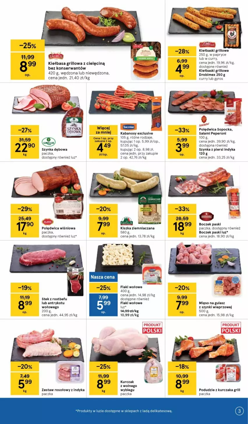 Gazetka promocyjna Tesco - Tesco gazetka - przyszły tydzień - ważna 15.07 do 21.07.2021 - strona 3 - produkty: Boczek, Drobimex, Flaki, Flaki wołowe, Grill, Gyros, Kabanos, Kiełbasa, Kurczak, Mięso, Mięso na gulasz, Polędwica, Rostbef, Salami, Ser, Stek, Szynka