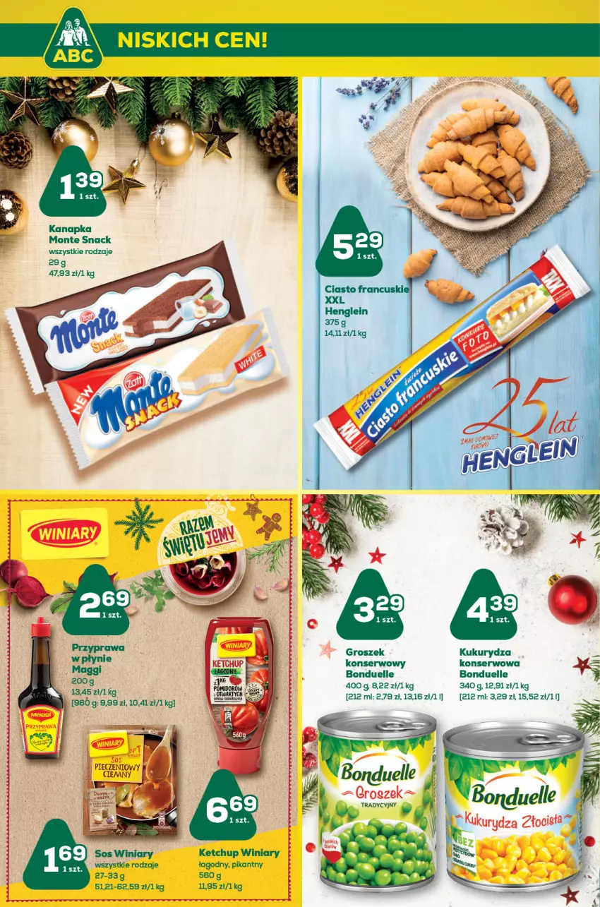 Gazetka promocyjna ABC - Gazetka - ważna 01.12 do 14.12.2022 - strona 6 - produkty: Bonduelle, Groszek, Ketchup, Kukurydza, Maggi, Monte, Piec, Ser, Sos, Winiary