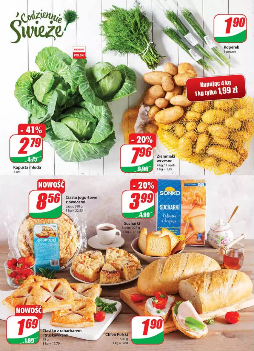 Gazetka promocyjna Dino - Gazetka - ważna 15.06 do 21.06.2022 - strona 12 - produkty: Chleb, Ciasto jogurtowe, Jogurt, Lazur, Ziemniaki