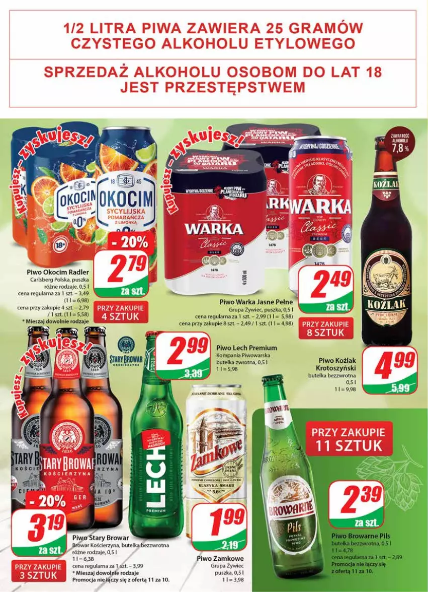 Gazetka promocyjna Dino - Gazetka - ważna 15.06 do 21.06.2022 - strona 16 - produkty: Carlsberg, Fa, Koc, Lech Premium, Okocim, Piwo, Radler, Warka