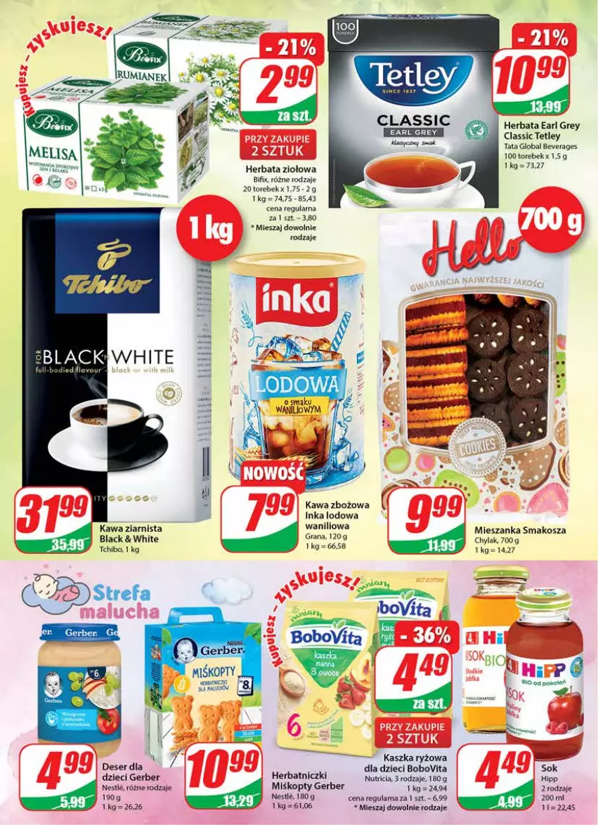 Gazetka promocyjna Dino - Gazetka - ważna 15.06 do 21.06.2022 - strona 4 - produkty: BoboVita, Deser, Dzieci, Earl Grey, Fa, Gerber, Herbata, HiPP, Inka, Kawa, Kawa zbożowa, Kawa ziarnista, Kosz, Lack, Mieszanka smakosza, Ryż, Ser, Sok, Tchibo, Tetley