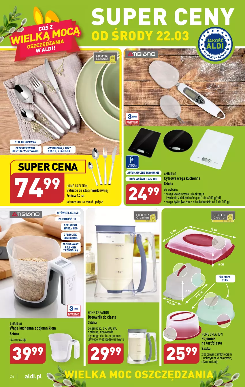 Gazetka promocyjna Aldi - Pełen katalog - ważna 20.03 do 25.03.2023 - strona 24 - produkty: Bateria, Dozownik, Noż, Pojemnik, Sok, Waga