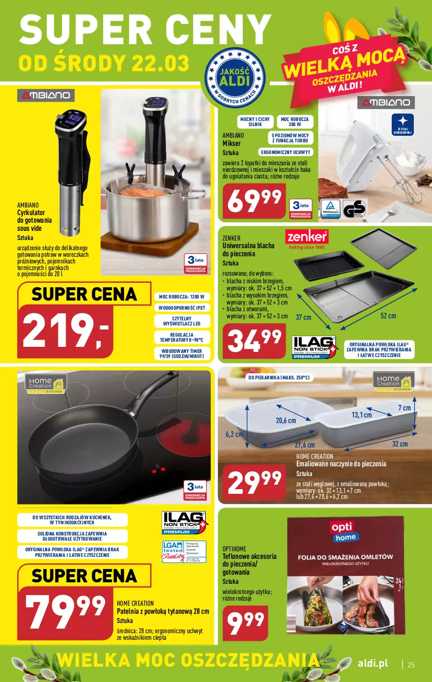 Gazetka promocyjna Aldi - Pełen katalog - ważna 20.03 do 25.03.2023 - strona 25 - produkty: Blacha do pieczenia, Gin, Mikser, Patelnia, Piec, Piekarnik, Pojemnik, Por, Ser, Sok, Tytan