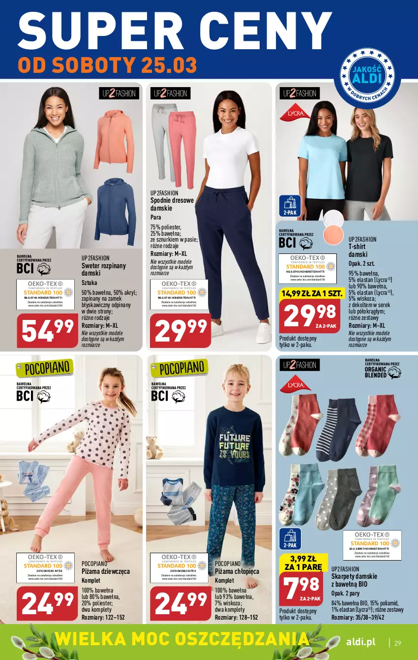 Gazetka promocyjna Aldi - Pełen katalog - ważna 20.03 do 25.03.2023 - strona 29 - produkty: Dres, Fa, Karp, Piżama, Pocopiano, Ser, Serek, Spodnie, Spodnie dresowe, Sweter, T-shirt, Wełna