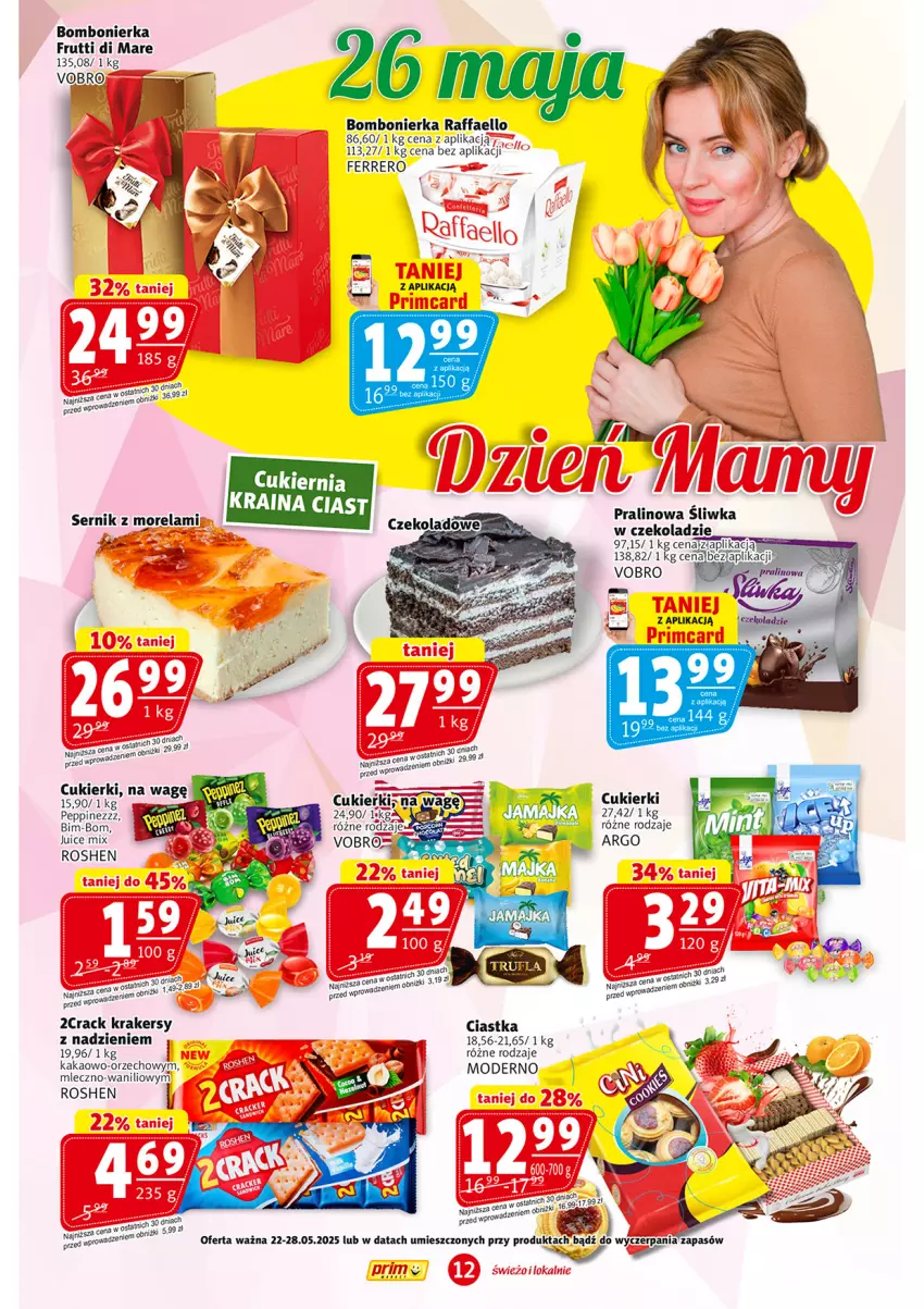 Gazetka promocyjna Prim Market - ważna 22.05 do 28.05.2025 - strona 12 - produkty: Ciastka, Cukier, Cukierki, Fa, Ferrero, Kakao, Krakersy, Raffaello