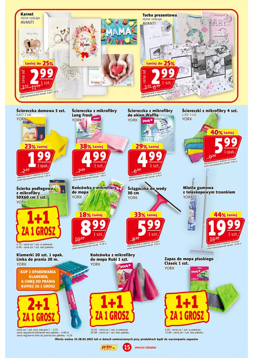 Gazetka promocyjna Prim Market - ważna 22.05 do 28.05.2025 - strona 15 - produkty: Inka, Miotła, Mop, Torba, Torba prezentowa, Wafle