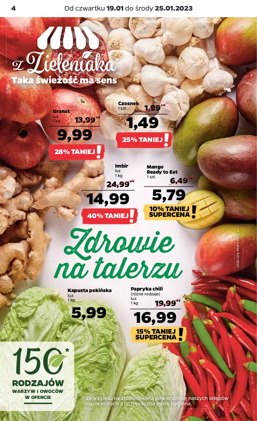 Gazetka promocyjna Netto - Artykuły spożywcze - ważna 19.01 do 25.01.2023 - strona 4 - produkty: Czosnek, Gra, Granat, Imbir, Mango, Papryka, Talerz, Zdrowie