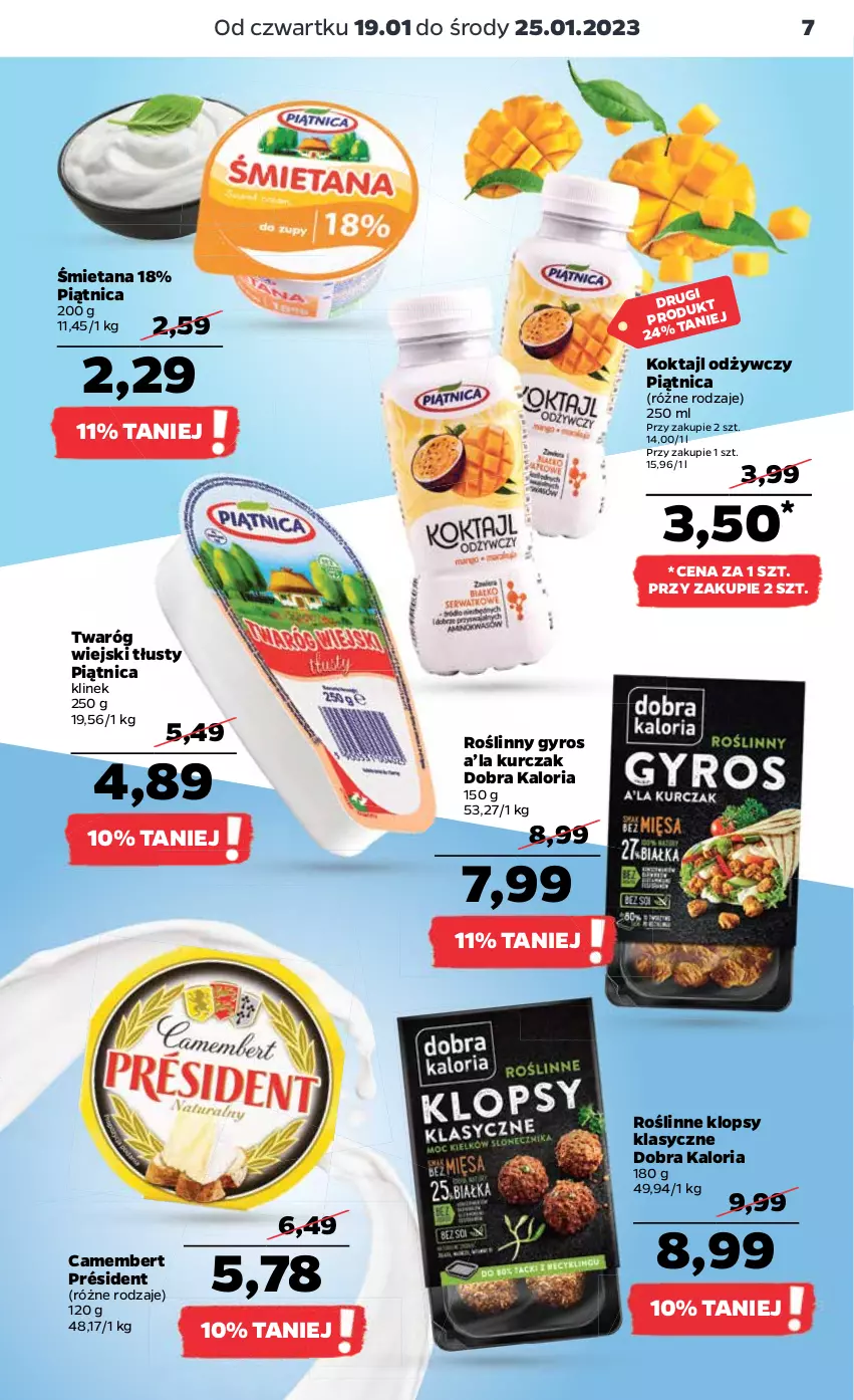 Gazetka promocyjna Netto - Artykuły spożywcze - ważna 19.01 do 25.01.2023 - strona 7 - produkty: Camembert, Gyros, Kurczak, Piątnica, Président, Roślinny gyros, Twaróg