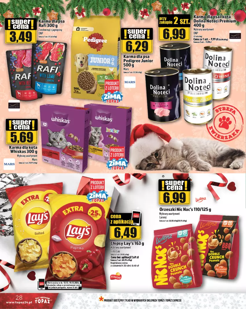 Gazetka promocyjna Topaz - Gazetka - ważna 12.12 do 18.12.2024 - strona 28 - produkty: Lorenz, Mars, Orzeszki, Pedigree, Top, Whiskas