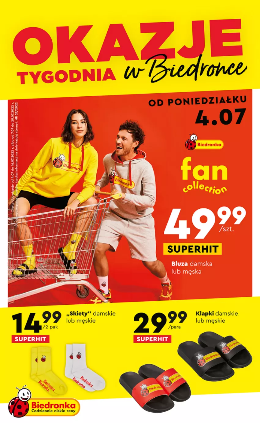 Gazetka promocyjna Biedronka - ważna 04.07 do 20.07.2022 - strona 1 - produkty: Bluza, Dron, Klapki