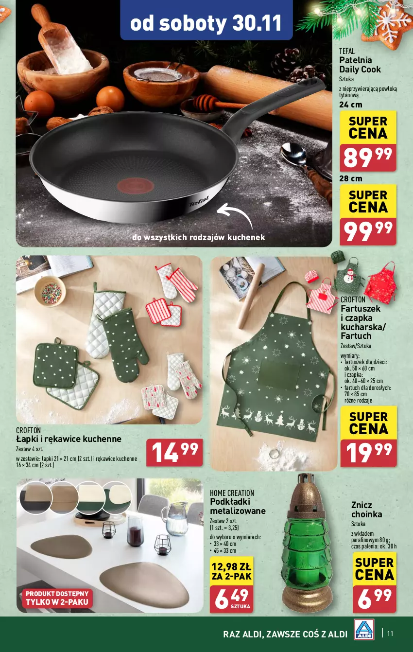 Gazetka promocyjna Aldi - Artykuły przemysłowe i tekstylia - ważna 25.11 do 30.11.2024 - strona 11 - produkty: Choinka, Czapka, Dzieci, Fa, Inka, Patelnia, Podkład, Rękawice, Tefal, Tusz, Tytan, Znicz