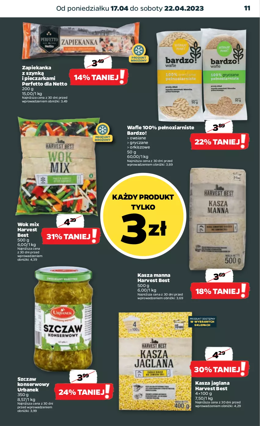 Gazetka promocyjna Netto - Artykuły spożywcze - ważna 17.04 do 22.04.2023 - strona 11 - produkty: Gry, Kasza, Kasza jaglana, LANA, Piec, Pieczarka, Ser, Wafle, Zapiekanka