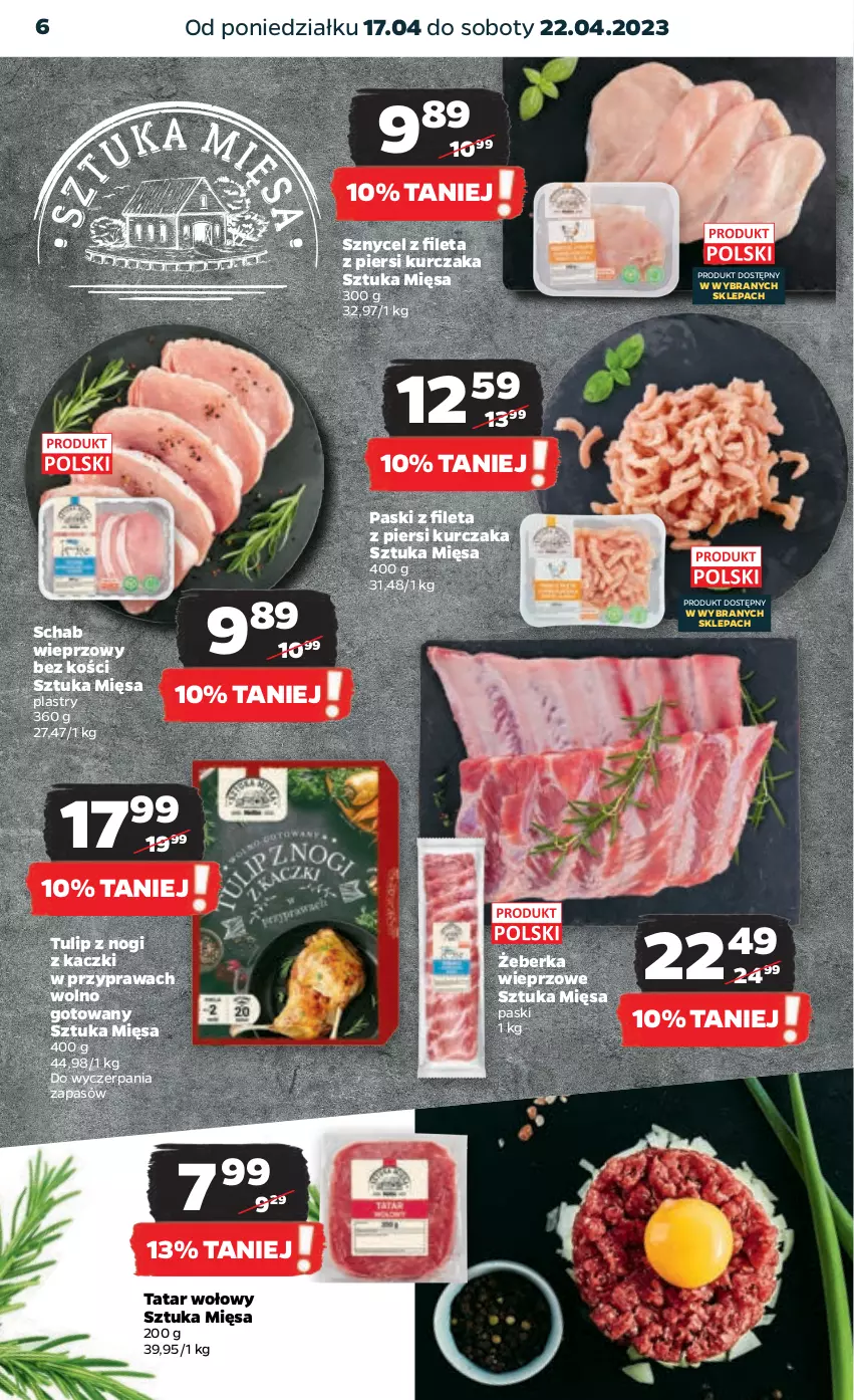 Gazetka promocyjna Netto - Artykuły spożywcze - ważna 17.04 do 22.04.2023 - strona 6 - produkty: Kurczak, Schab wieprzowy, Tatar wołowy