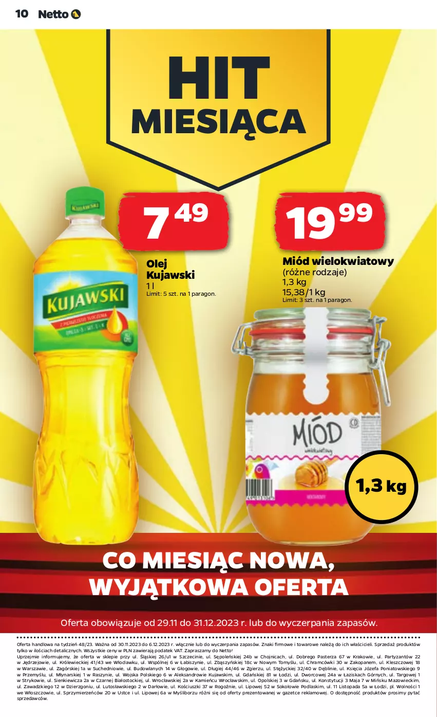 Gazetka promocyjna Netto - Akcesoria i dodatki - ważna 30.11 do 06.12.2023 - strona 10 - produkty: Fa, Kujawski, Miód, Olej, Podlaski, Sok, Stock, Top