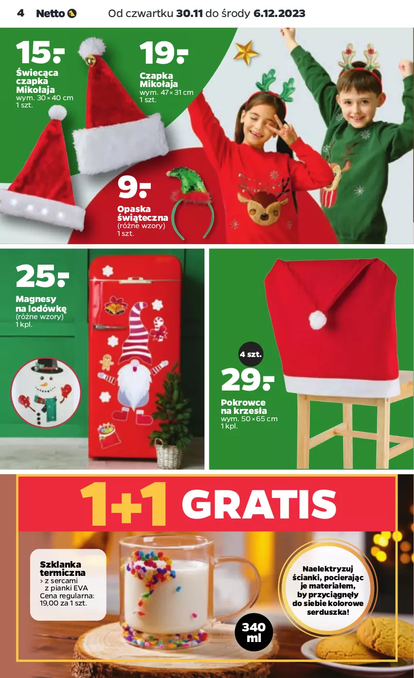 Gazetka promocyjna Netto - Akcesoria i dodatki - ważna 30.11 do 06.12.2023 - strona 4 - produkty: Czapka, Czapka Mikołaja, Gra, Opaska, Ser, Szklanka