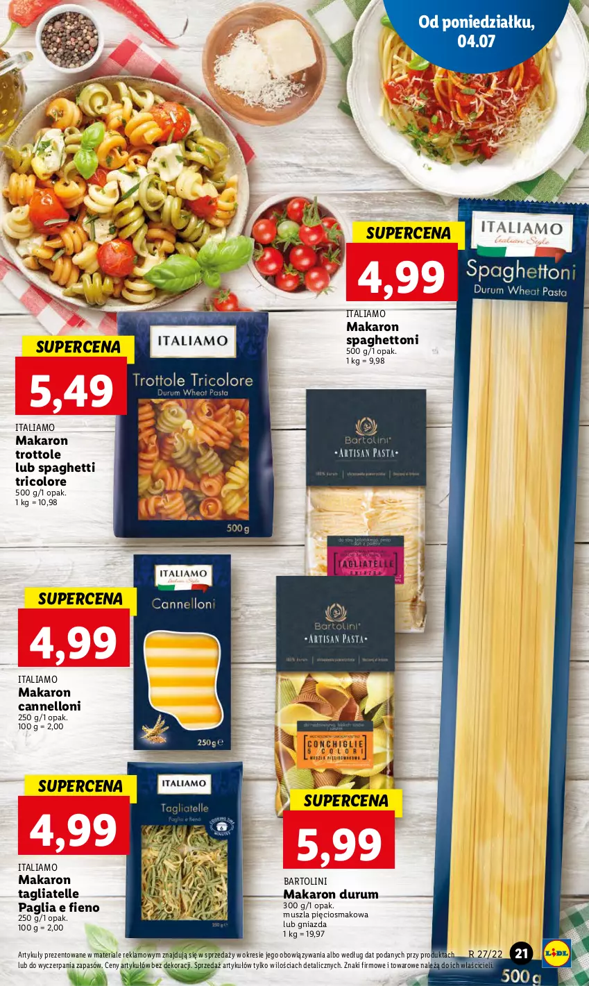 Gazetka promocyjna Lidl - GAZETKA - ważna 04.07 do 06.07.2022 - strona 21 - produkty: Makaron, Mus, Rum, Spaghetti, Tagliatelle