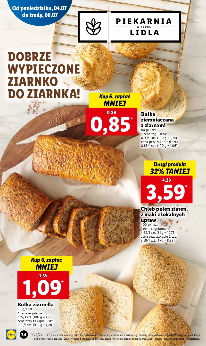 Gazetka promocyjna Lidl - GAZETKA - ważna 04.07 do 06.07.2022 - strona 34 - produkty: Bułka, Chleb, Piec