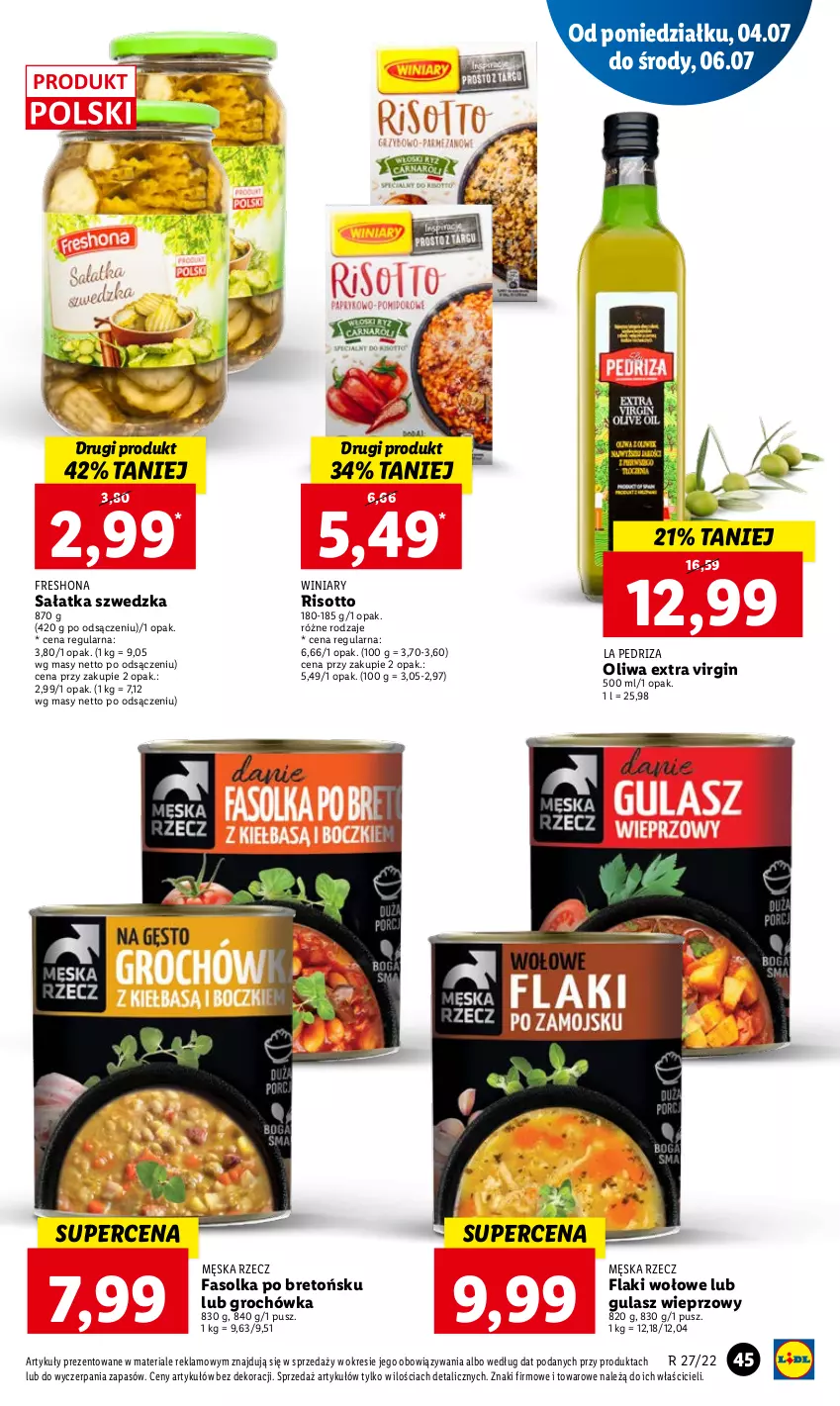 Gazetka promocyjna Lidl - GAZETKA - ważna 04.07 do 06.07.2022 - strona 45 - produkty: Fa, Flaki, Flaki wołowe, Gin, Groch, Sałat, Sałatka, Winiary