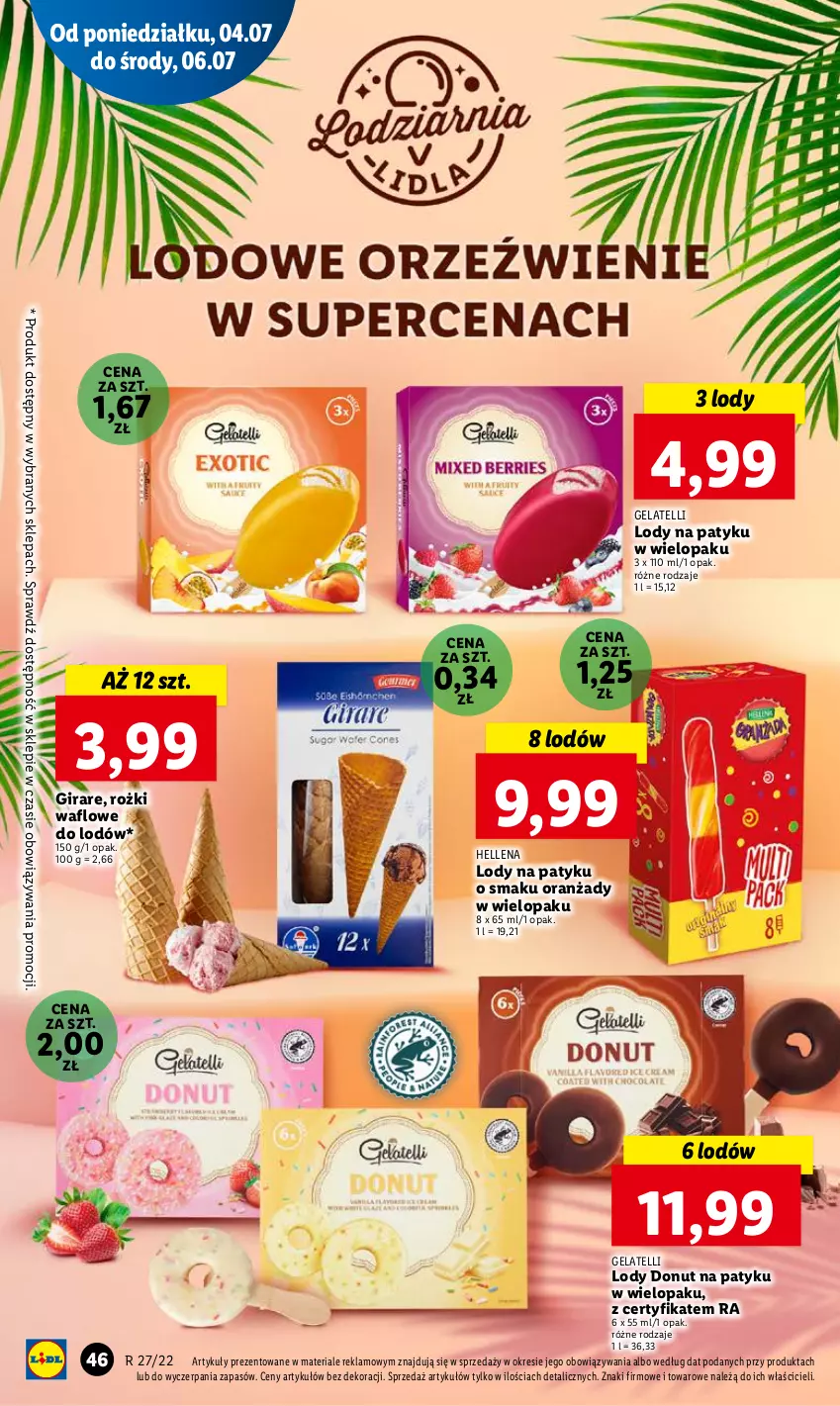 Gazetka promocyjna Lidl - GAZETKA - ważna 04.07 do 06.07.2022 - strona 46 - produkty: Donut, Hellena, Lody