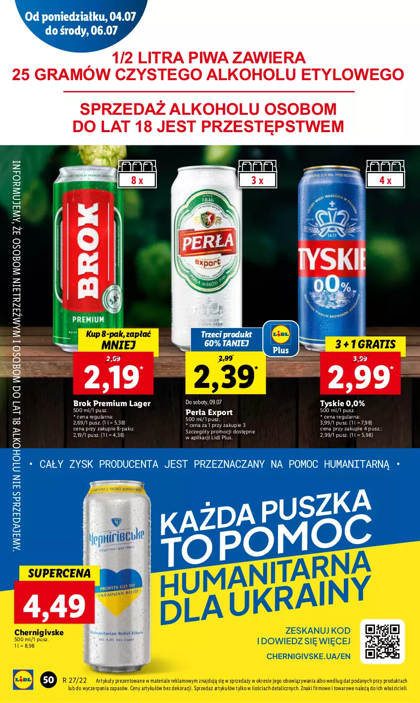 Gazetka promocyjna Lidl - GAZETKA - ważna 04.07 do 06.07.2022 - strona 50 - produkty: Gra, Perła, Piwa, Por, Tyskie