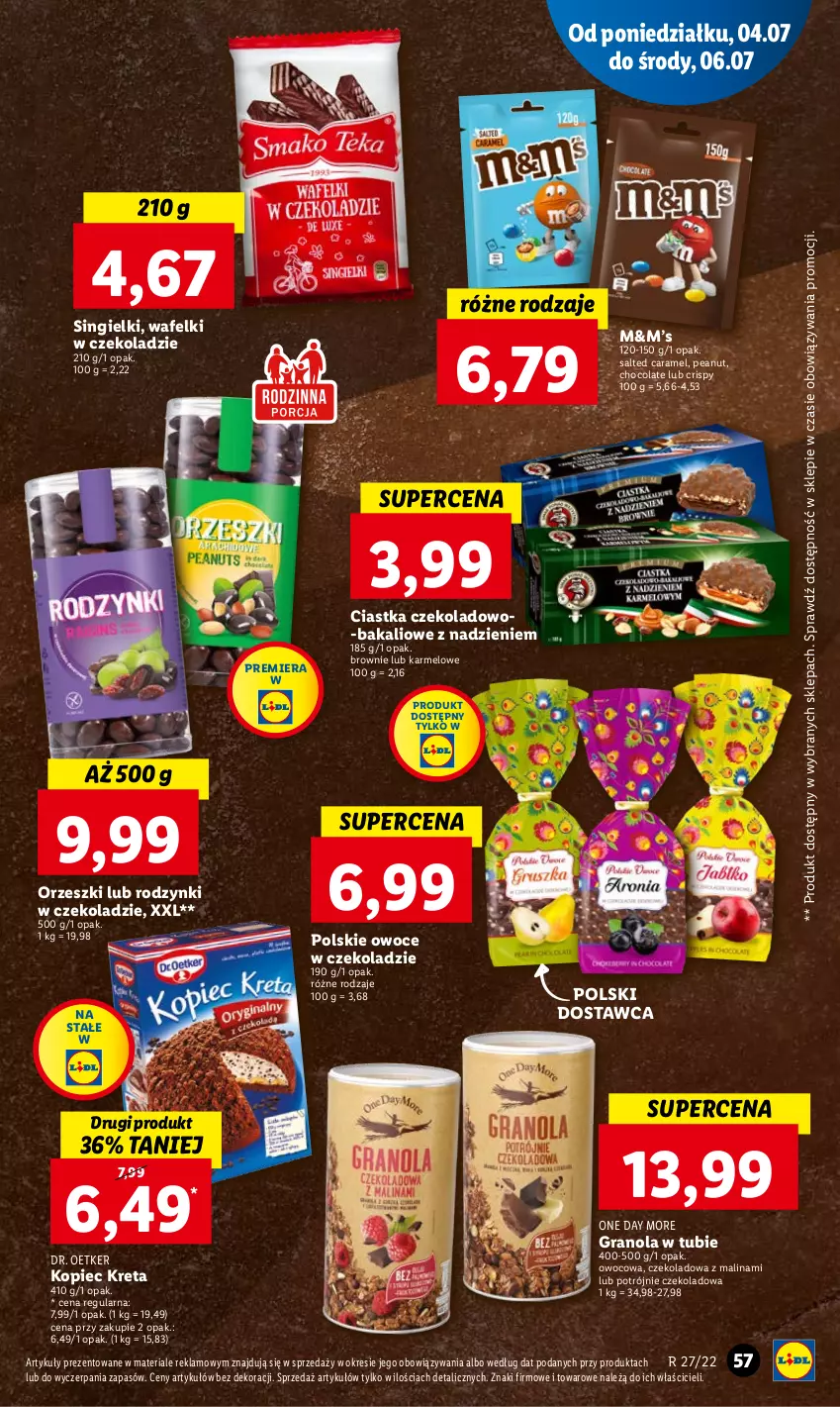 Gazetka promocyjna Lidl - GAZETKA - ważna 04.07 do 06.07.2022 - strona 57 - produkty: Brownie, Ciastka, Dr. Oetker, Gra, Granola, Kopiec Kreta, Kret, Orzeszki, Owoce, Piec, Rodzynki