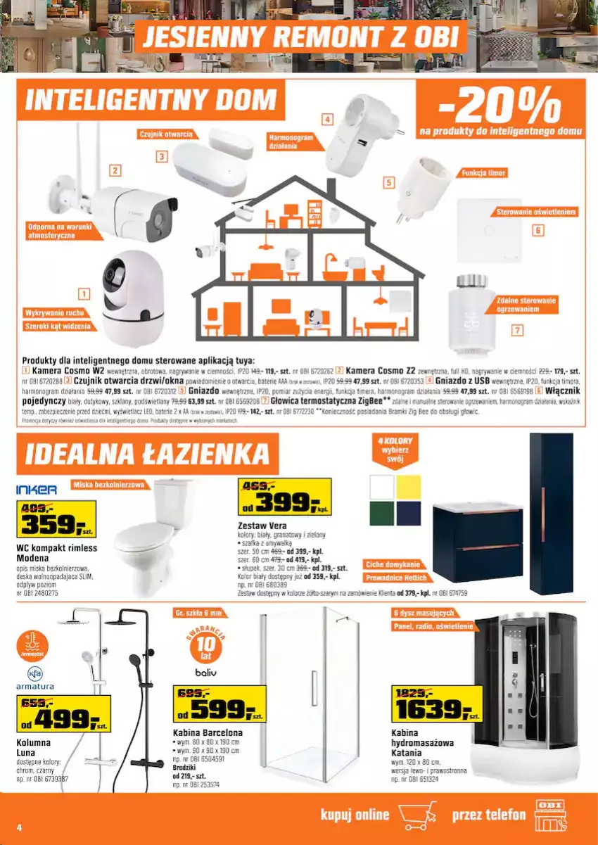 Gazetka promocyjna Obi - Gazetka OBI - ważna 15.09 do 28.09.2021 - strona 4 - produkty: Brodzik, Drzwi, Gra, Granat, Gry, Intel, Kamera, Miska, Piec, Słupek, Termos, Włącznik pojedynczy