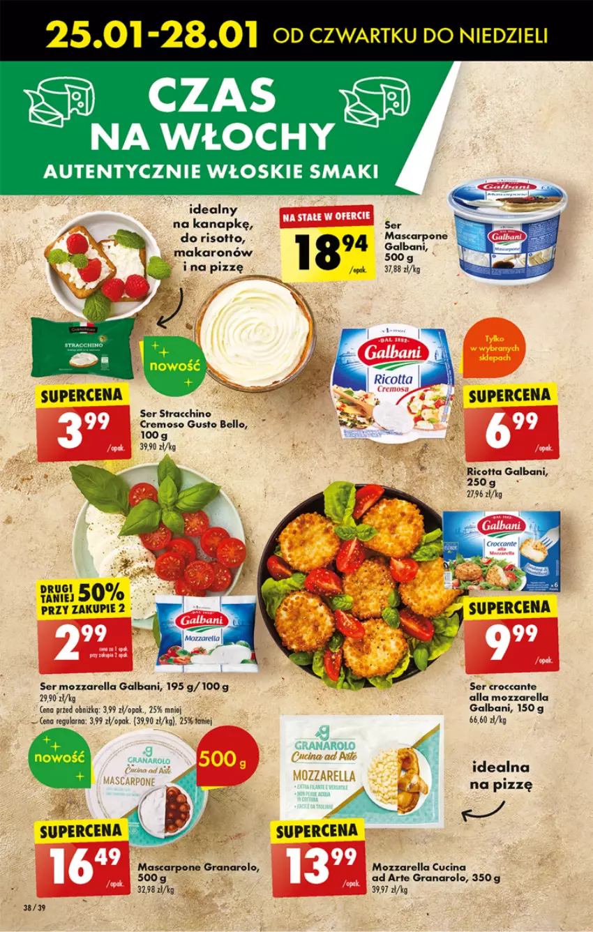 Gazetka promocyjna Biedronka - Od czwartku - ważna 25.01 do 31.01.2024 - strona 46 - produkty: Bell, Fa, Galbani, Gra, Makaron, Mozzarella, Ricotta, Ser