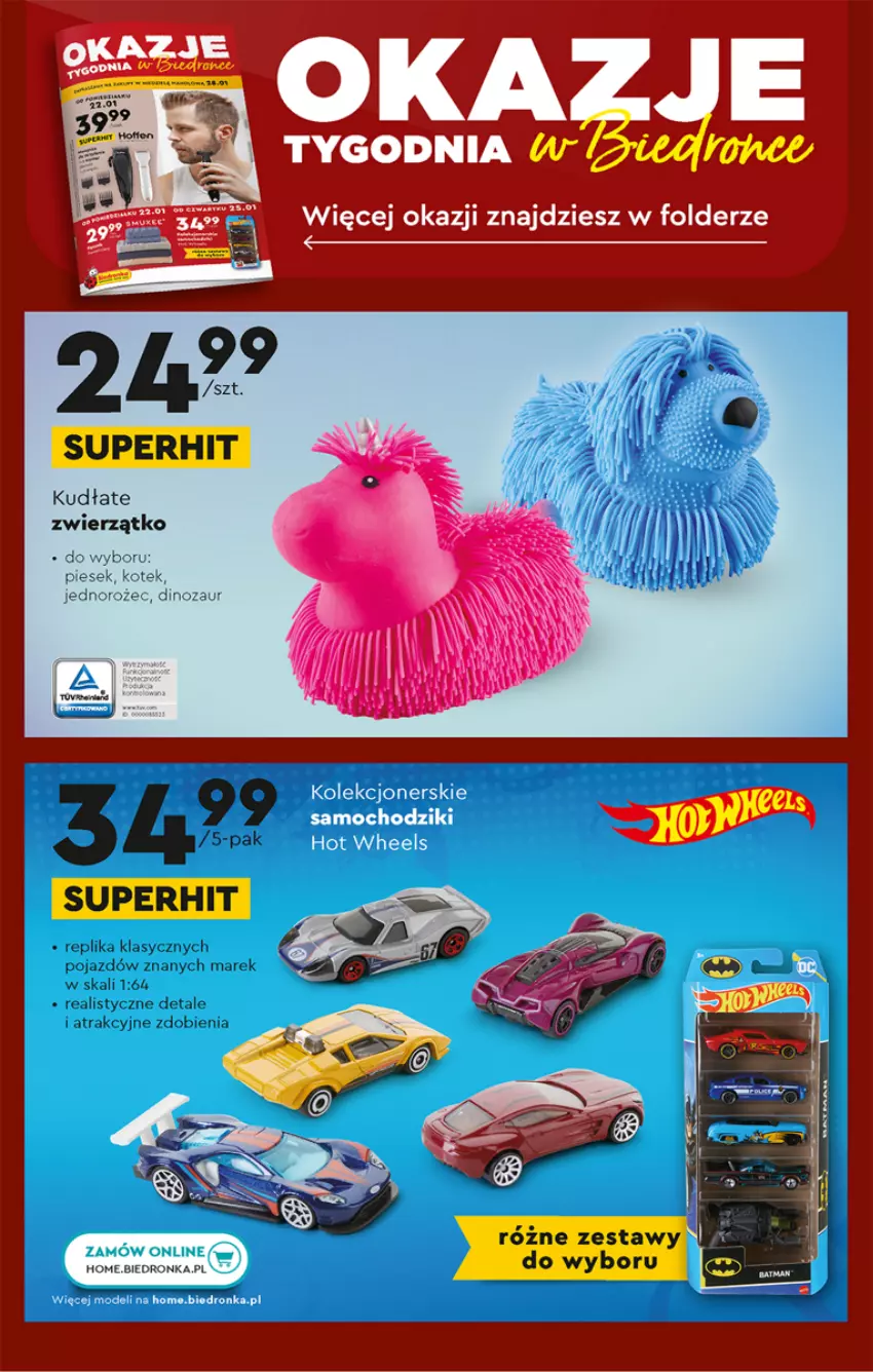 Gazetka promocyjna Biedronka - Od czwartku - ważna 25.01 do 31.01.2024 - strona 82 - produkty: Chodzik, Dinozaur, Dron, Hot Wheels, Jednorożec, Kotek, Samochodziki