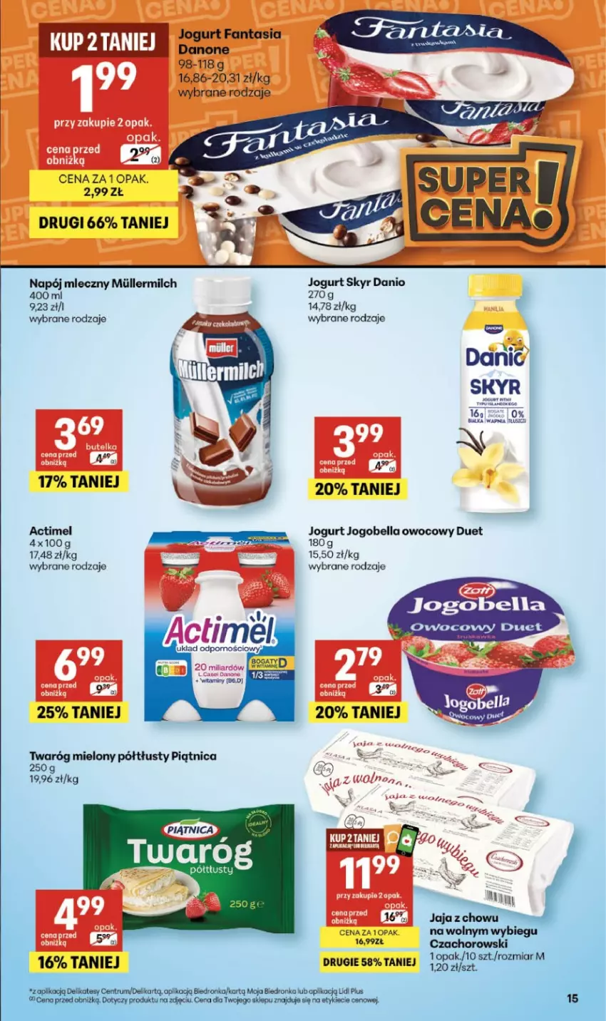 Gazetka promocyjna Delikatesy Centrum - Franczyza DC09 Czwartek - ważna 26.02 do 04.03.2026 - strona 15 - produkty: Actimel, Bell, Bella, Danio, Danone, Dron, Fa, Fanta, Jaja, Jogobella, Jogurt, Koc, Napój, Napój mleczny, Piątnica, Rum, Twaróg