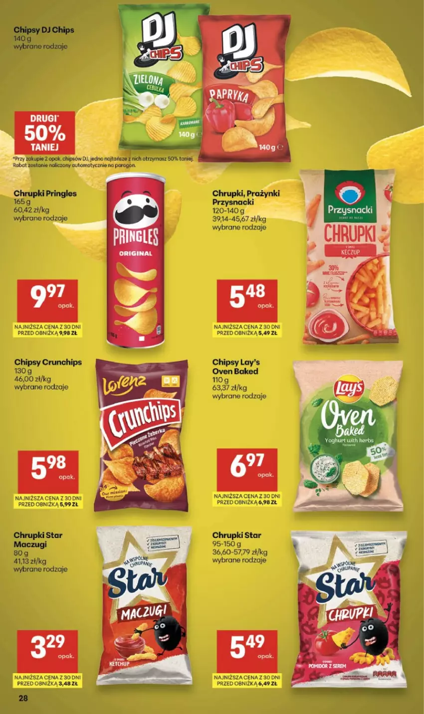 Gazetka promocyjna Delikatesy Centrum - Franczyza DC09 Czwartek - ważna 26.02 do 04.03.2026 - strona 28 - produkty: Chipsy, Chrupki, Crunchips, Pringles, Przysnacki