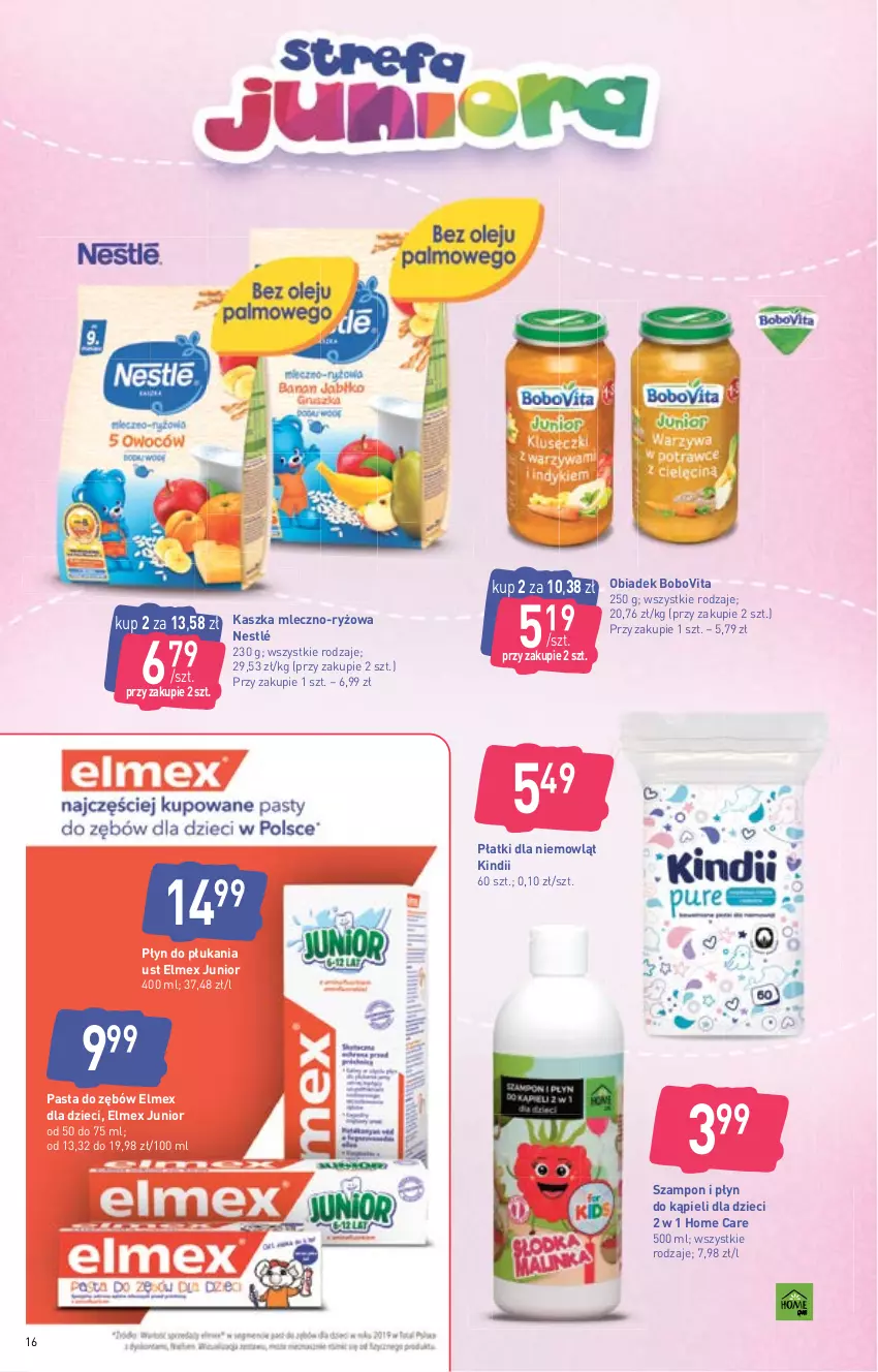 Gazetka promocyjna Stokrotka - Supermarket - ważna 27.05 do 01.06.2021 - strona 16 - produkty: BoboVita, Dzieci, Elmex, Kindii, Nestlé, Pasta do zębów, Płyn do kąpieli, Płyn do płukania, Ryż, Szampon