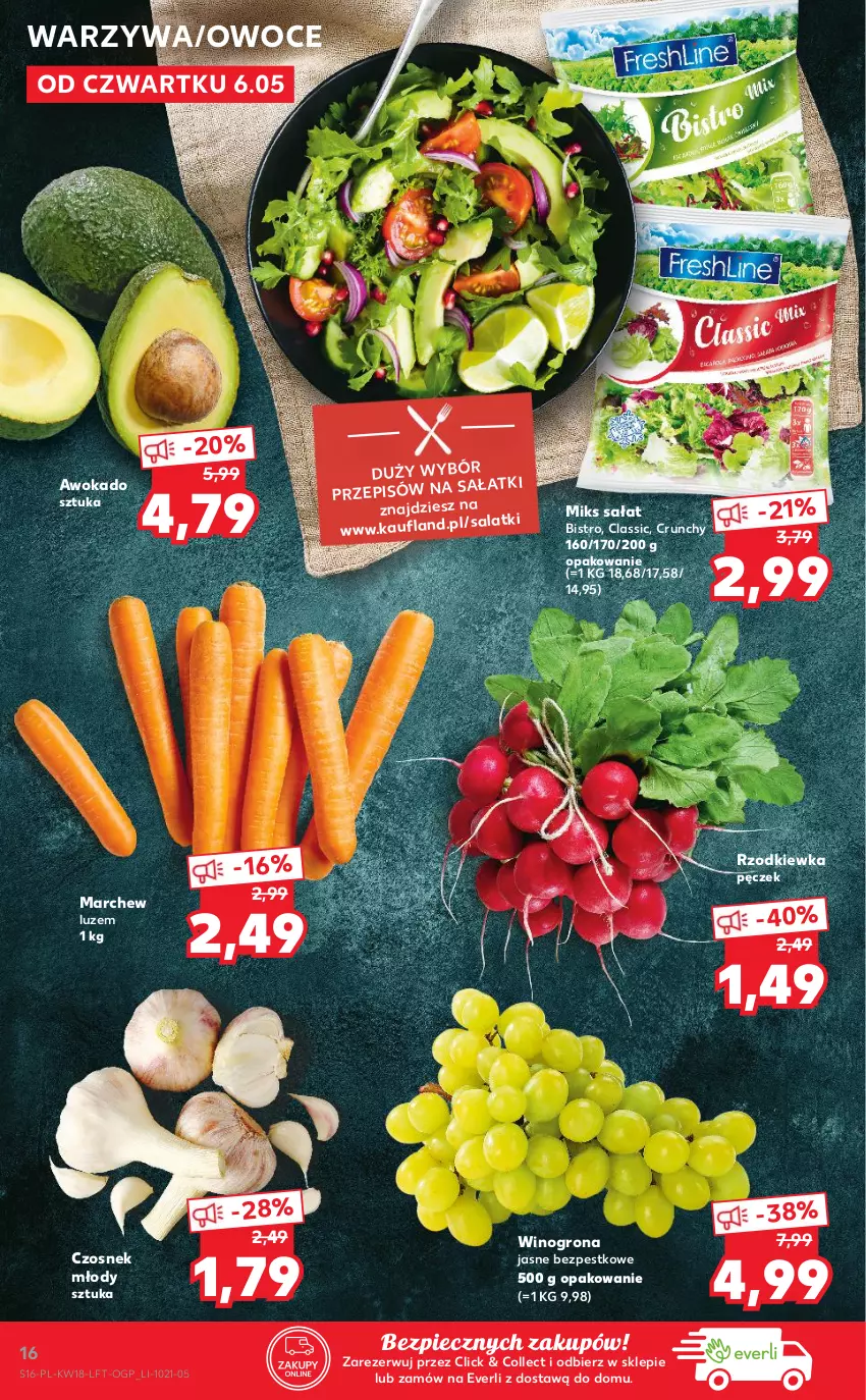 Gazetka promocyjna Kaufland - OFERTA TYGODNIA - ważna 06.05 do 12.05.2021 - strona 16 - produkty: Czosnek, Owoce, Piec, Rzodkiewka, Sałat, Warzywa, Wino, Winogrona