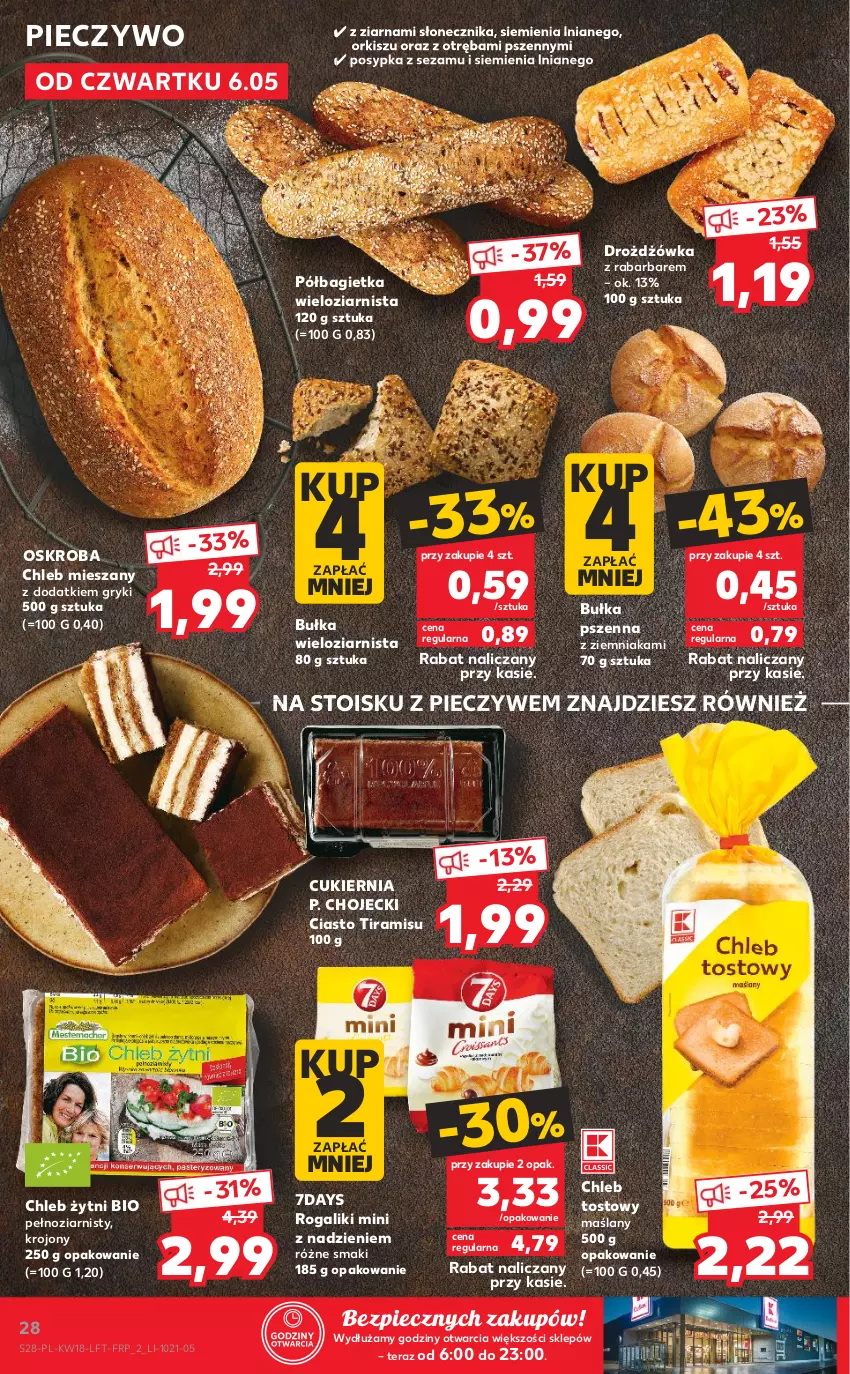 Gazetka promocyjna Kaufland - OFERTA TYGODNIA - ważna 06.05 do 12.05.2021 - strona 28 - produkty: Bagietka, Bułka, Bułka wieloziarnista, Chleb, Chleb mieszany, Chleb tostowy, Cukier, Gry, Piec, Pieczywo, Półbagietka, Rogal, Sezam, Tera