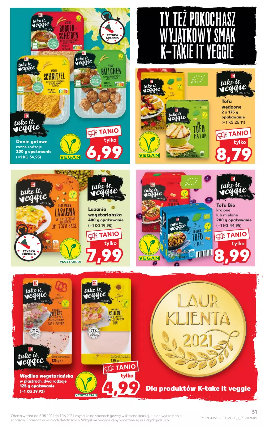 Gazetka promocyjna Kaufland - OFERTA TYGODNIA - ważna 06.05 do 12.05.2021 - strona 31 - produkty: Danie gotowe, Koc, Tofu, Wędlina