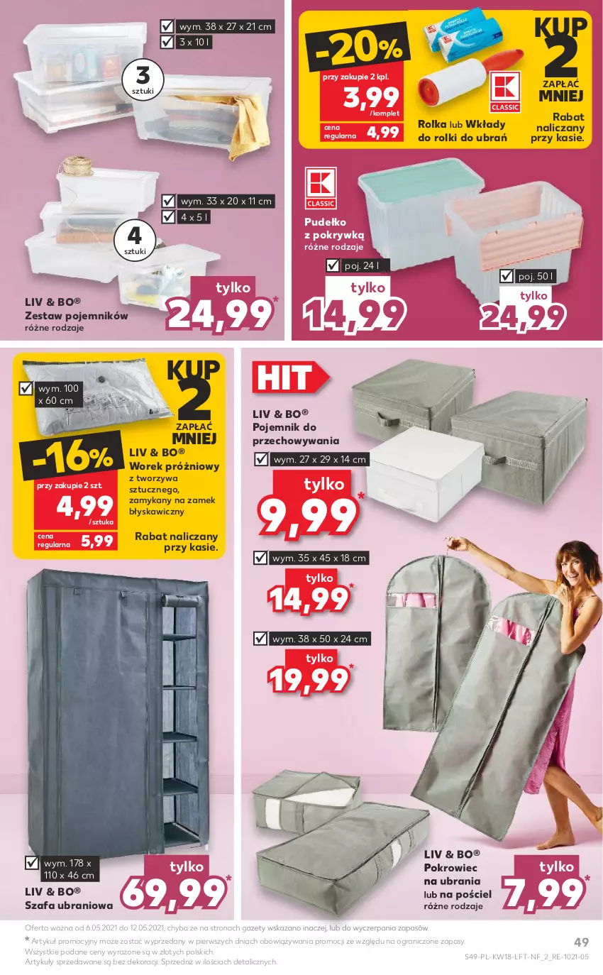 Gazetka promocyjna Kaufland - OFERTA TYGODNIA - ważna 06.05 do 12.05.2021 - strona 49 - produkty: Fa, Gra, Pojemnik, Pojemnik do przechowywania, Pokrowiec, Pokrowiec na ubrania, Pościel, Pudełko, Rolki, Szafa, Ubrania